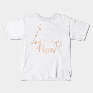 Pisces Zodiac Constellation in Rose Gold Kids T-Shirt